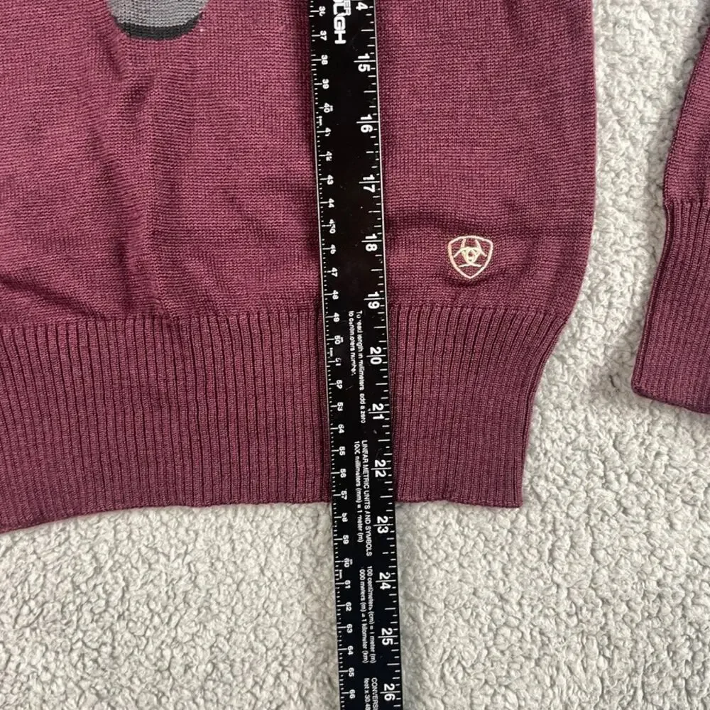 ARIAT Women's X-Small Purple Wool Acrylic Trigger Intarsia Long Sleeve Sweater